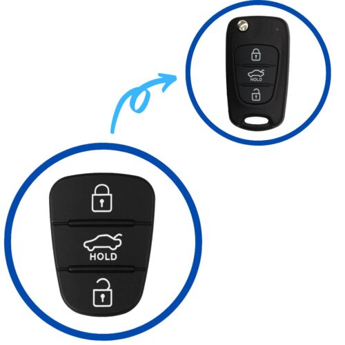 Hyundai 3 Button Flip Remote Rubber